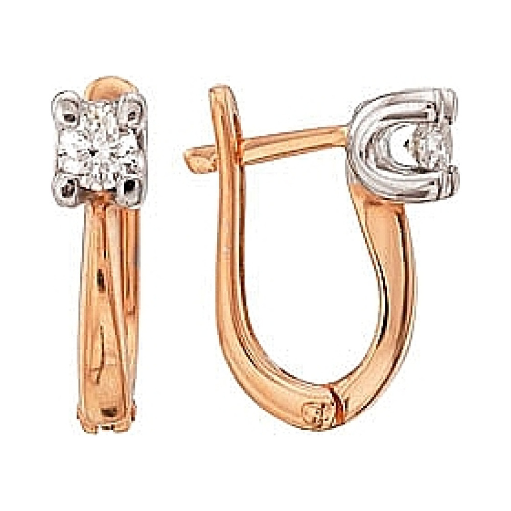 Золотые серьги с бриллиантом № 34903