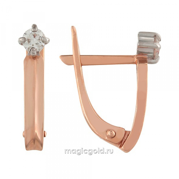 Золотые серьги с бриллиантом № 161471