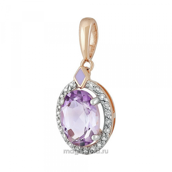 Золотая подвеска с аметистом и фианитом № 139463