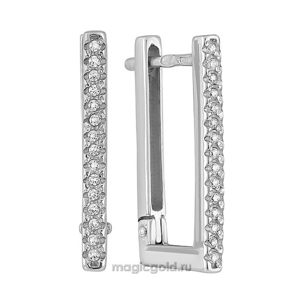 Серебряные серьги с фианитом № 134151