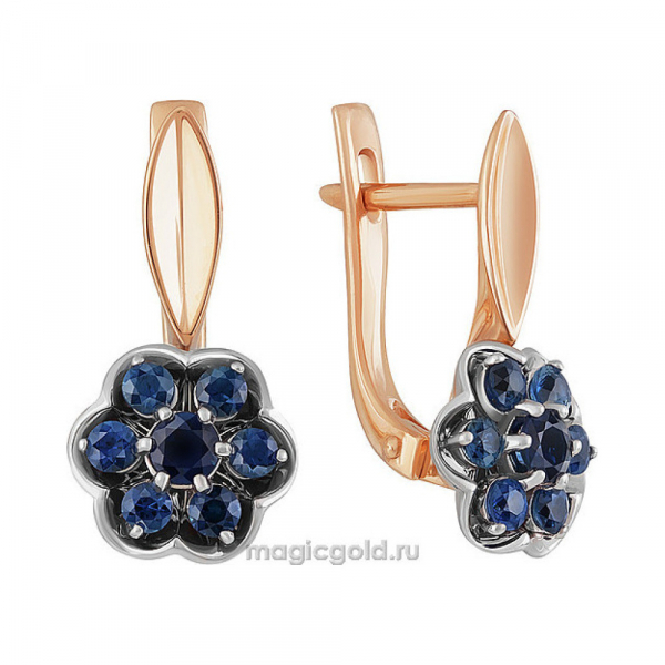 Золотые серьги с сапфиром № 139029