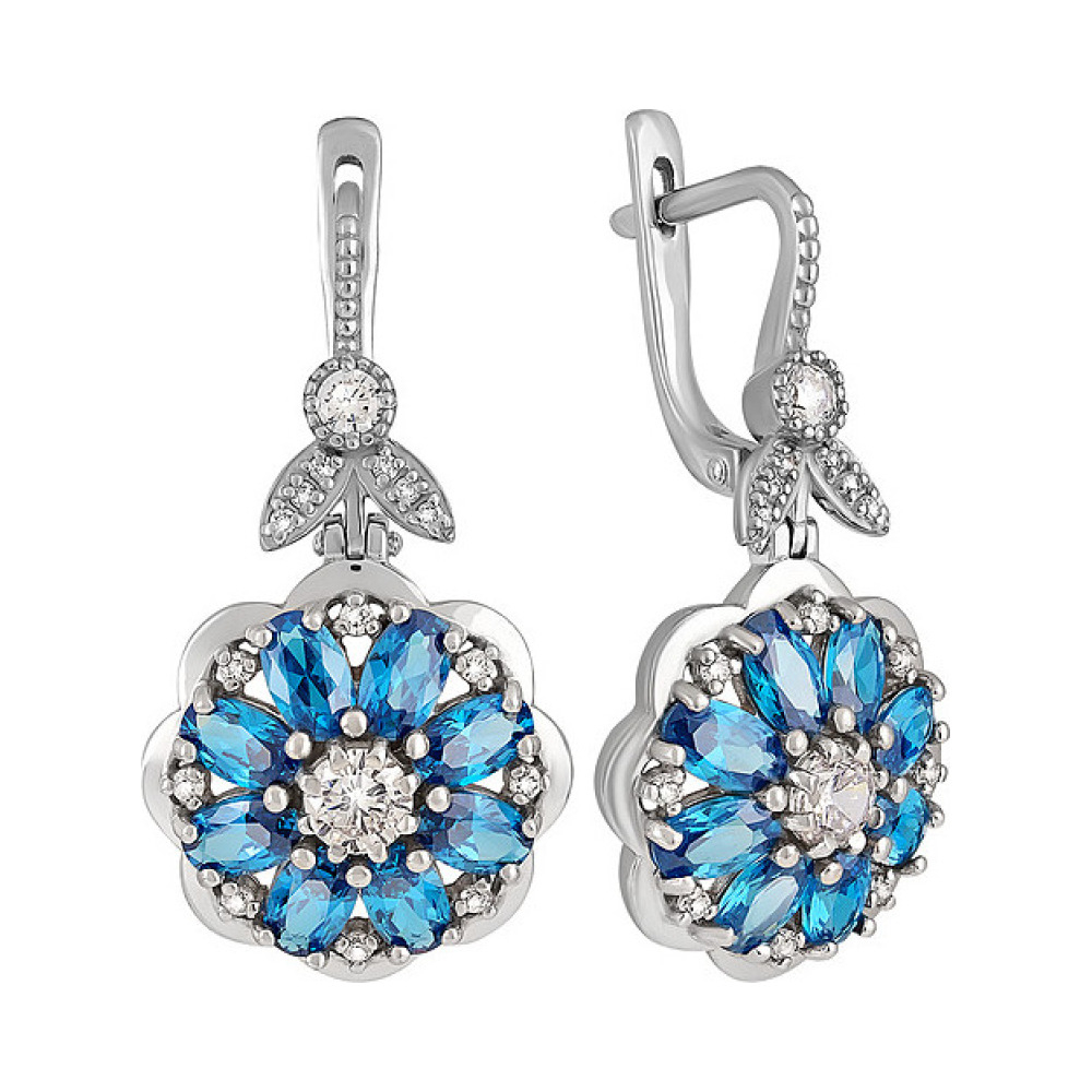 Серебряные серьги с фианитом № 134211