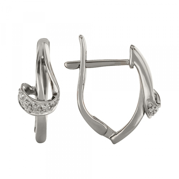 Золотые серьги с бриллиантом № 98076