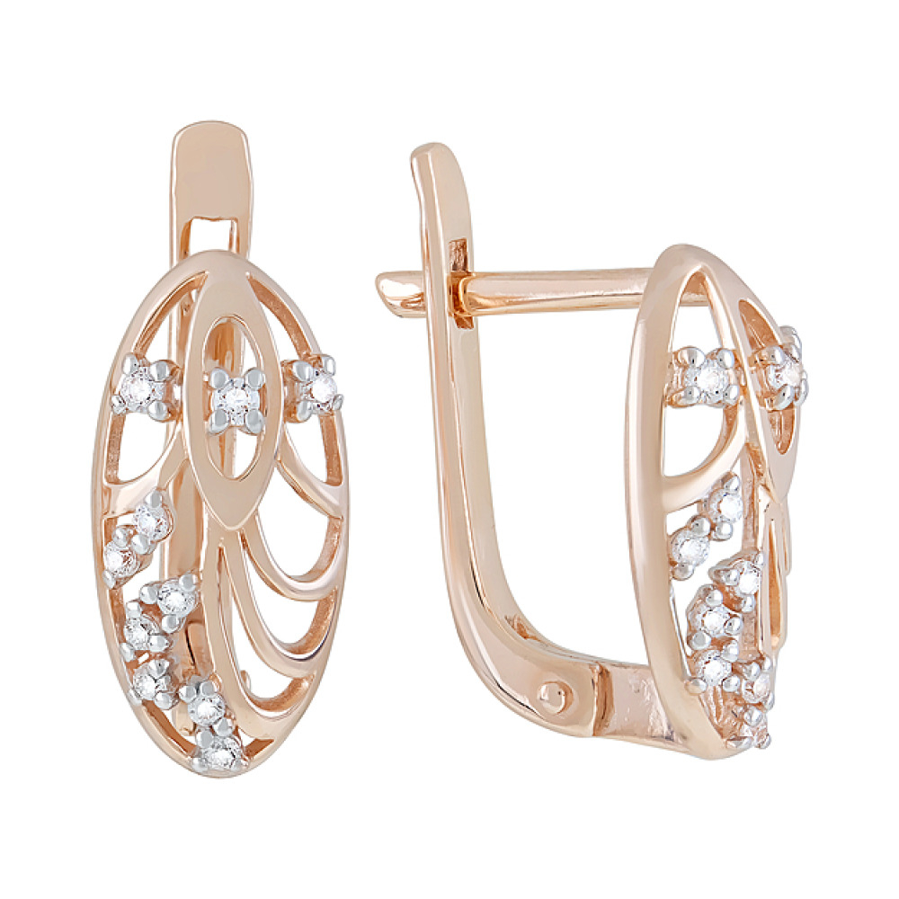 Золотые серьги с фианитами № 123452