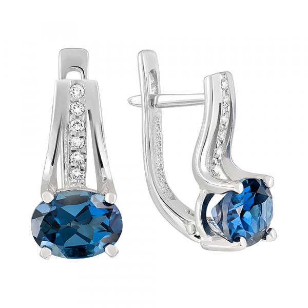 Золотые серьги с топазом и фианитом № 111255