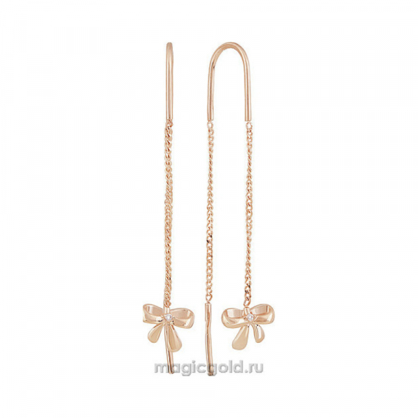 Золотые серьги с фианитом № 151498