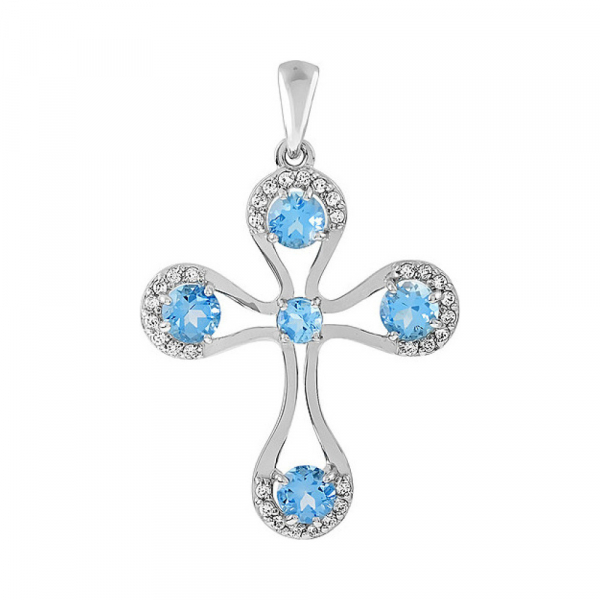 Золотая подвеска с топазом и фианитом № 112037