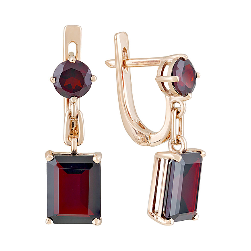 Золотые серьги с гранатом № 126579