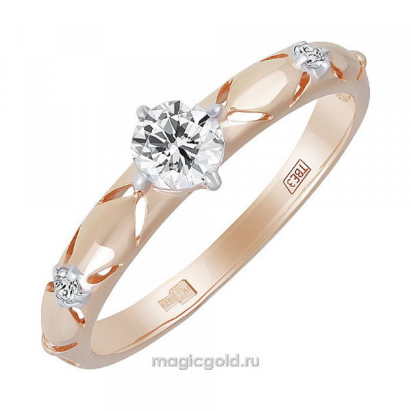Золотое кольцо с фианитом № 140928