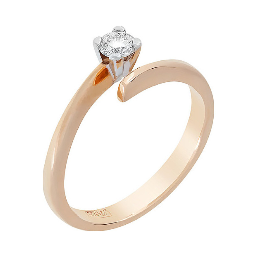 Золотое кольцо с бриллиантом № 113602