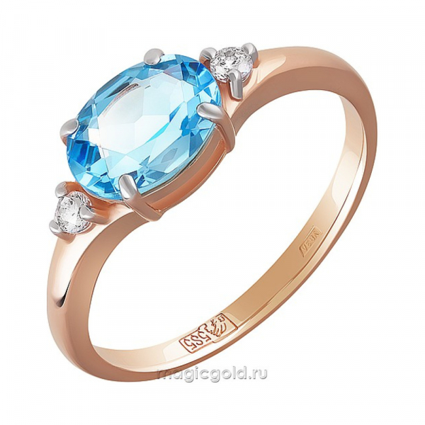 Золотое кольцо с топазом и фианитом № 164192