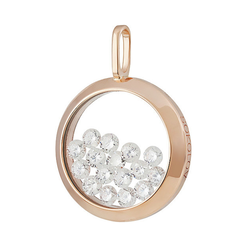 Золотая подвеска с плавающими фианитами № 135286