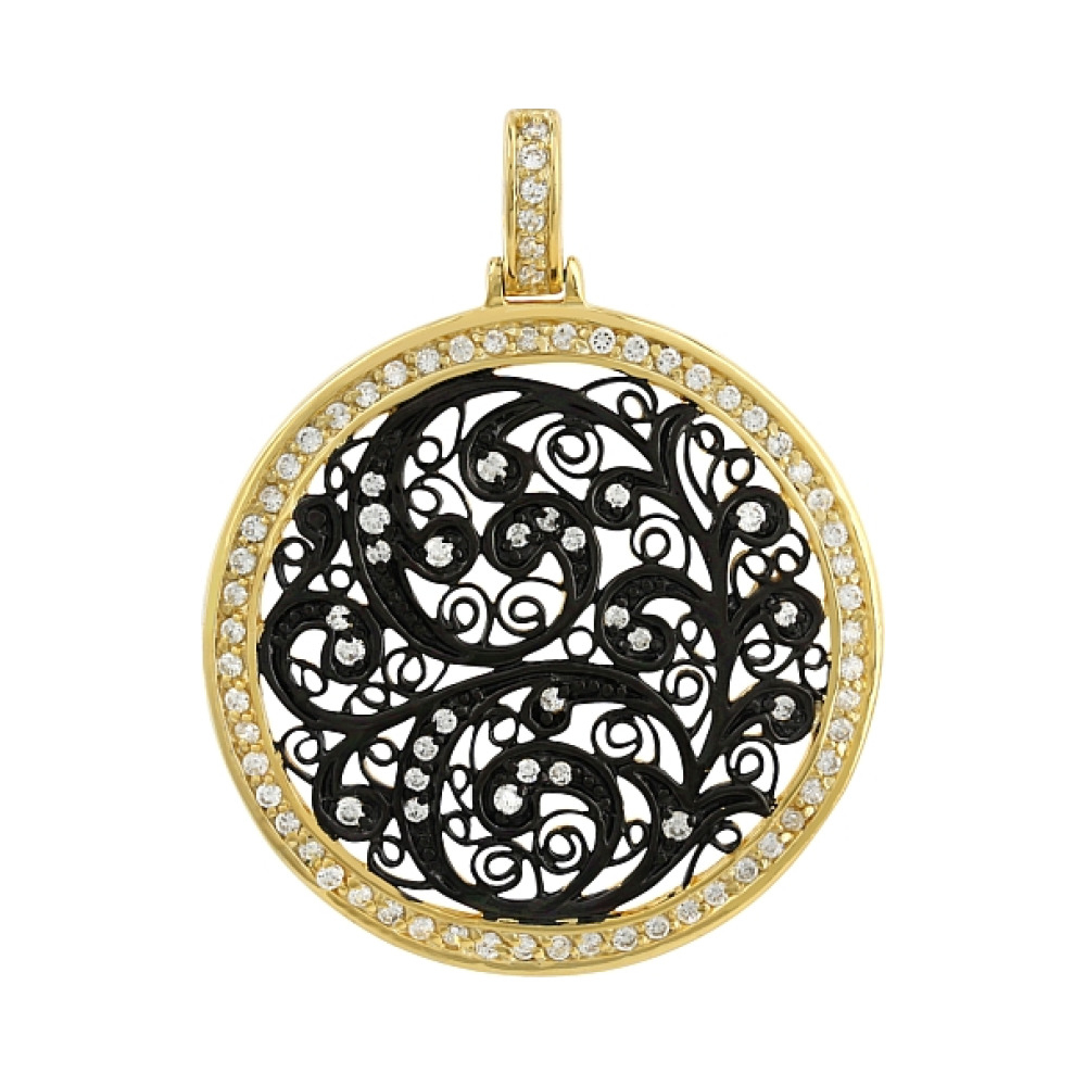 Серебряная подвеска с фианитом и золотым покрытием № 106268