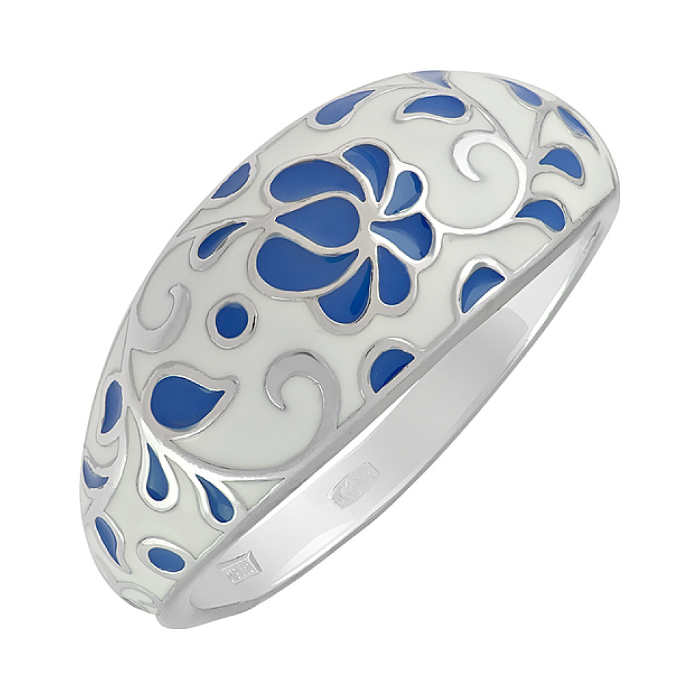 Серебряное кольцо с эмалью № 124405