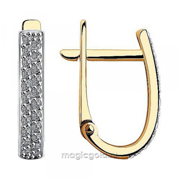 Золотые серьги с фианитом № 174065