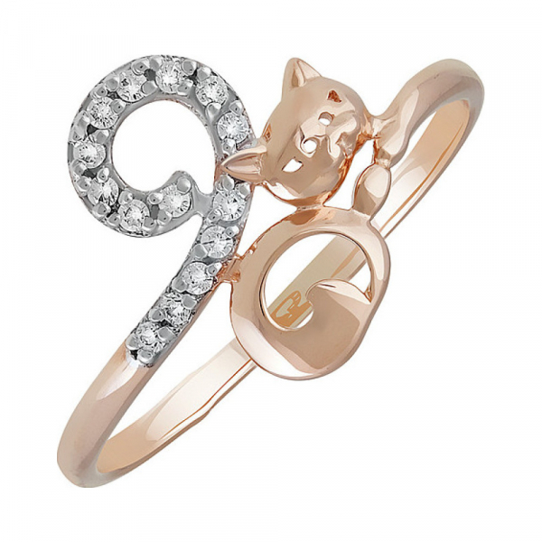 Золотое кольцо с фианитом № 136983