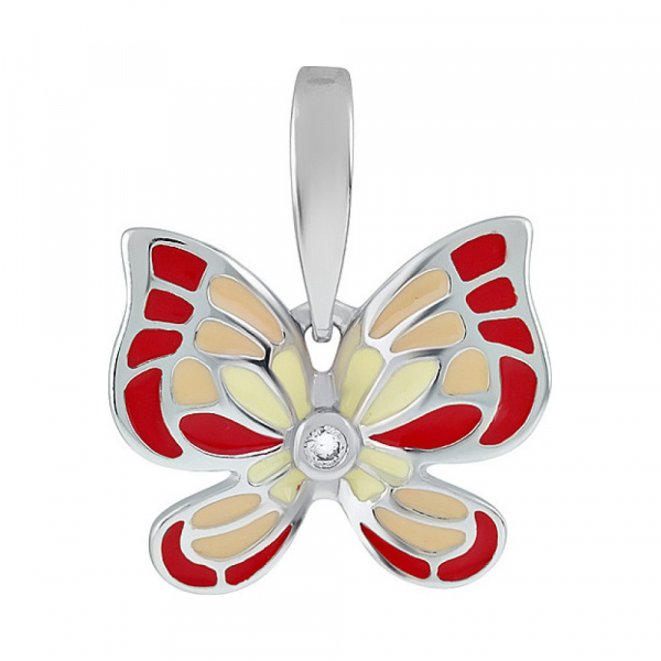 Серебряная подвеска с фианитом и эмалью № 134722