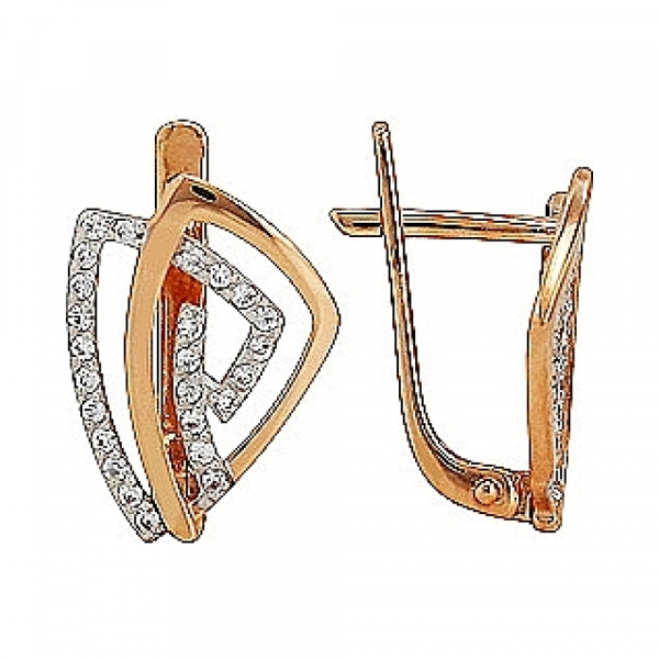 Золотые серьги с фианитом № 78244