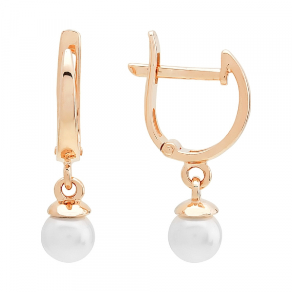 Золотые серьги с жемчугом № 110141