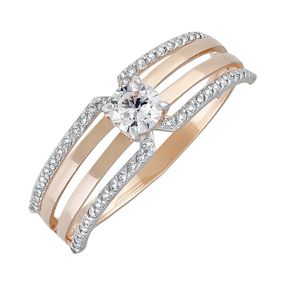 Золотое кольцо с фианитом № 135243