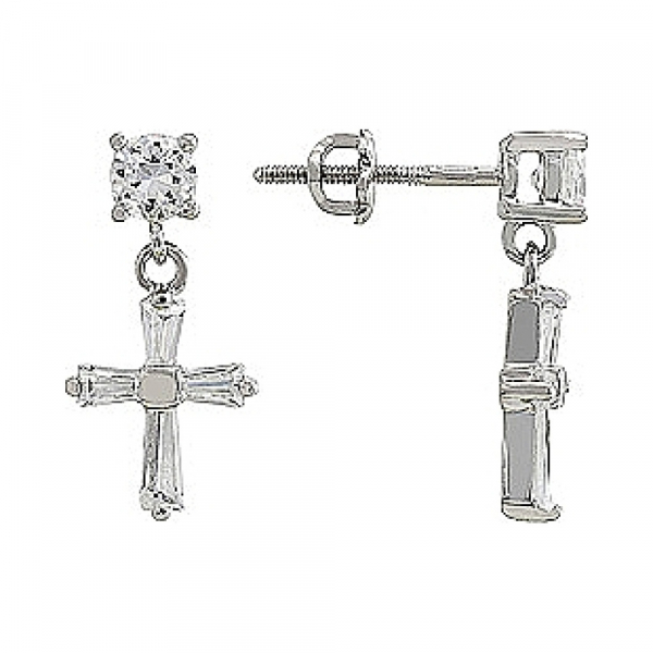 Серебряные серьги с фианитом № 80406