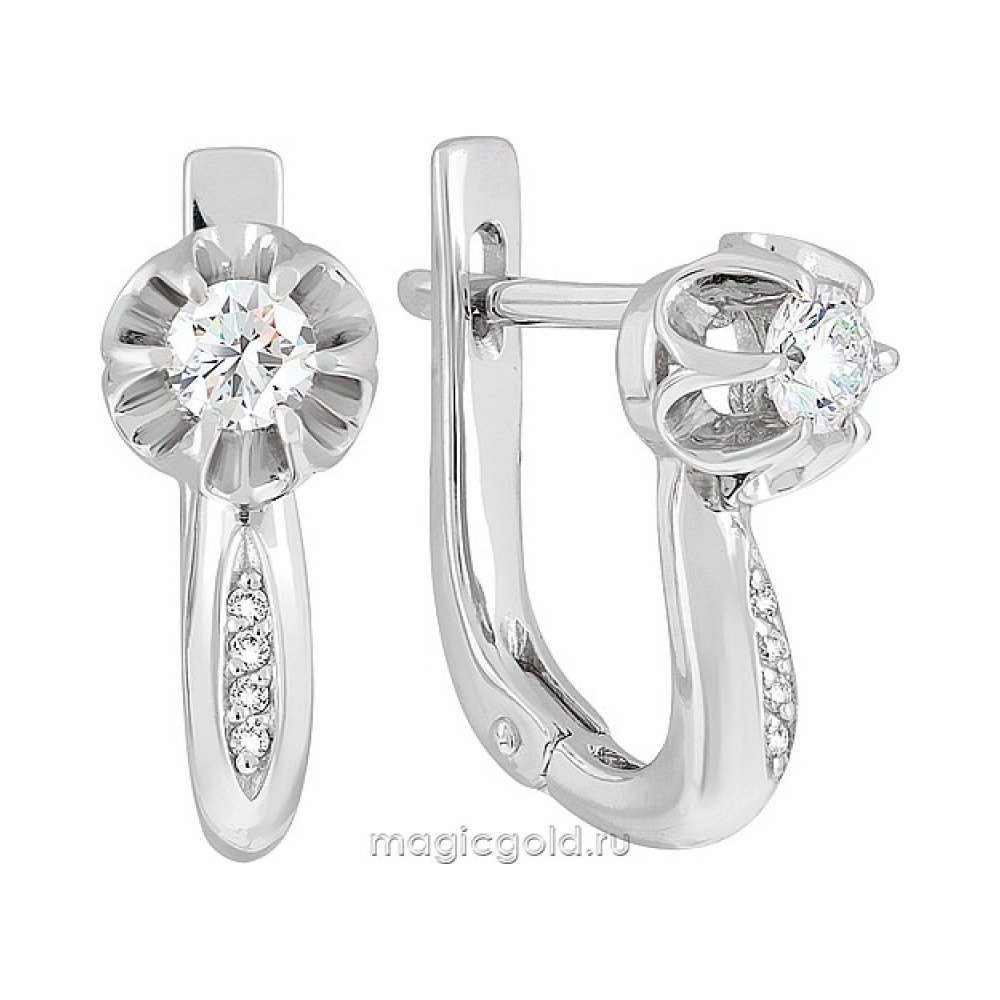 Золотые серьги с бриллиантом № 127916