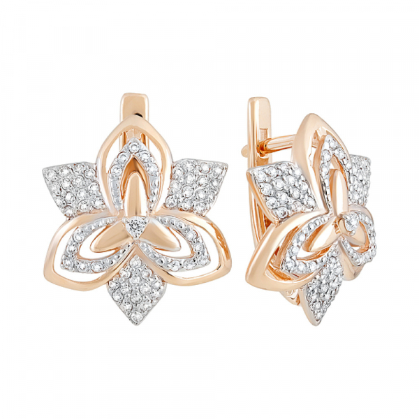 Золотые серьги с фианитом № 129800