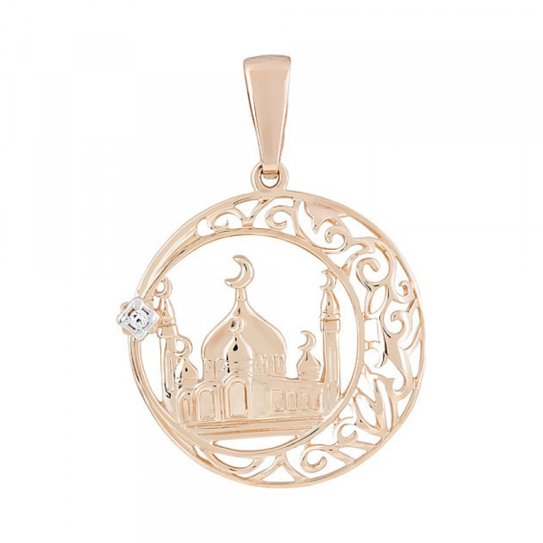 Золотая подвеска с фианитом № 124343