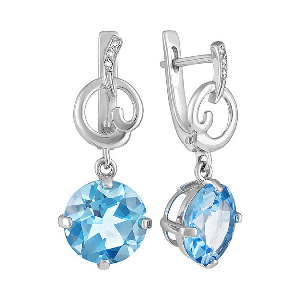 Серебряные серьги с топазом и фианитом № 134253