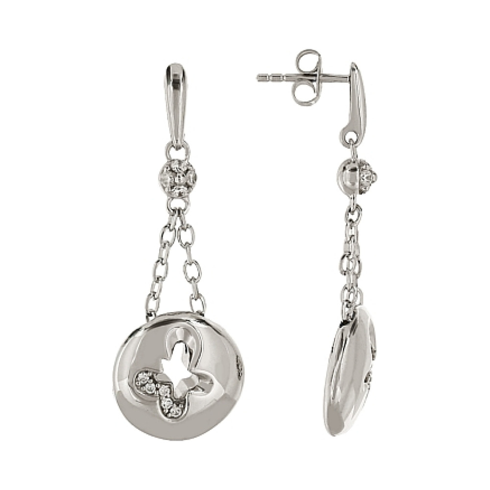 Серебряные серьги с фианитом № 82892