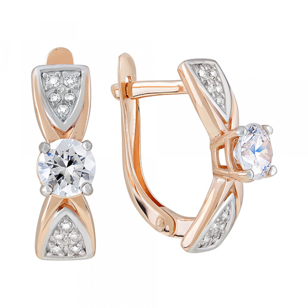 Золотые серьги с кристаллами swarovski № 124006