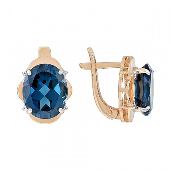 Золотые серьги с топазом и фианитом № 113905