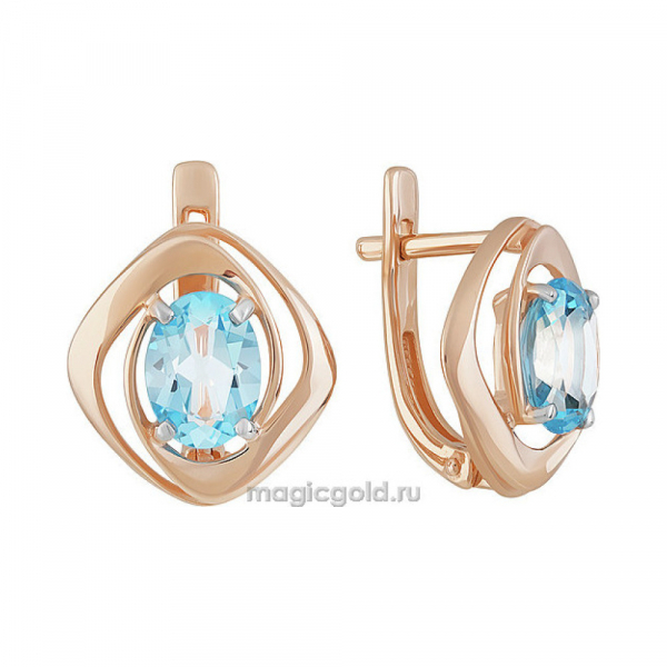 Золотые серьги с топазом № 160564