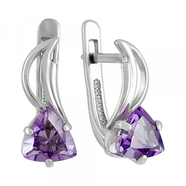 Серебряные серьги с аметистом № 132064