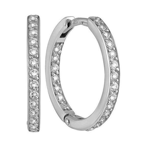 Серебряные серьги с фианитом № 132952