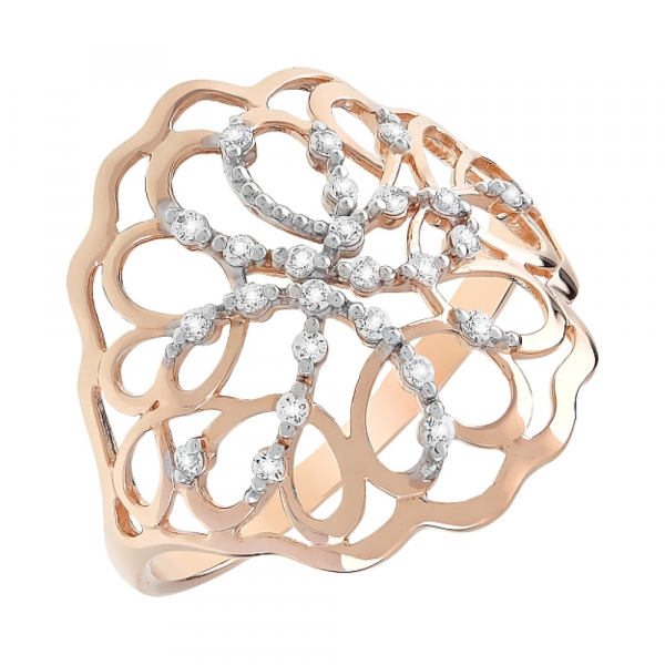 Золотое кольцо с фианитами № 112326