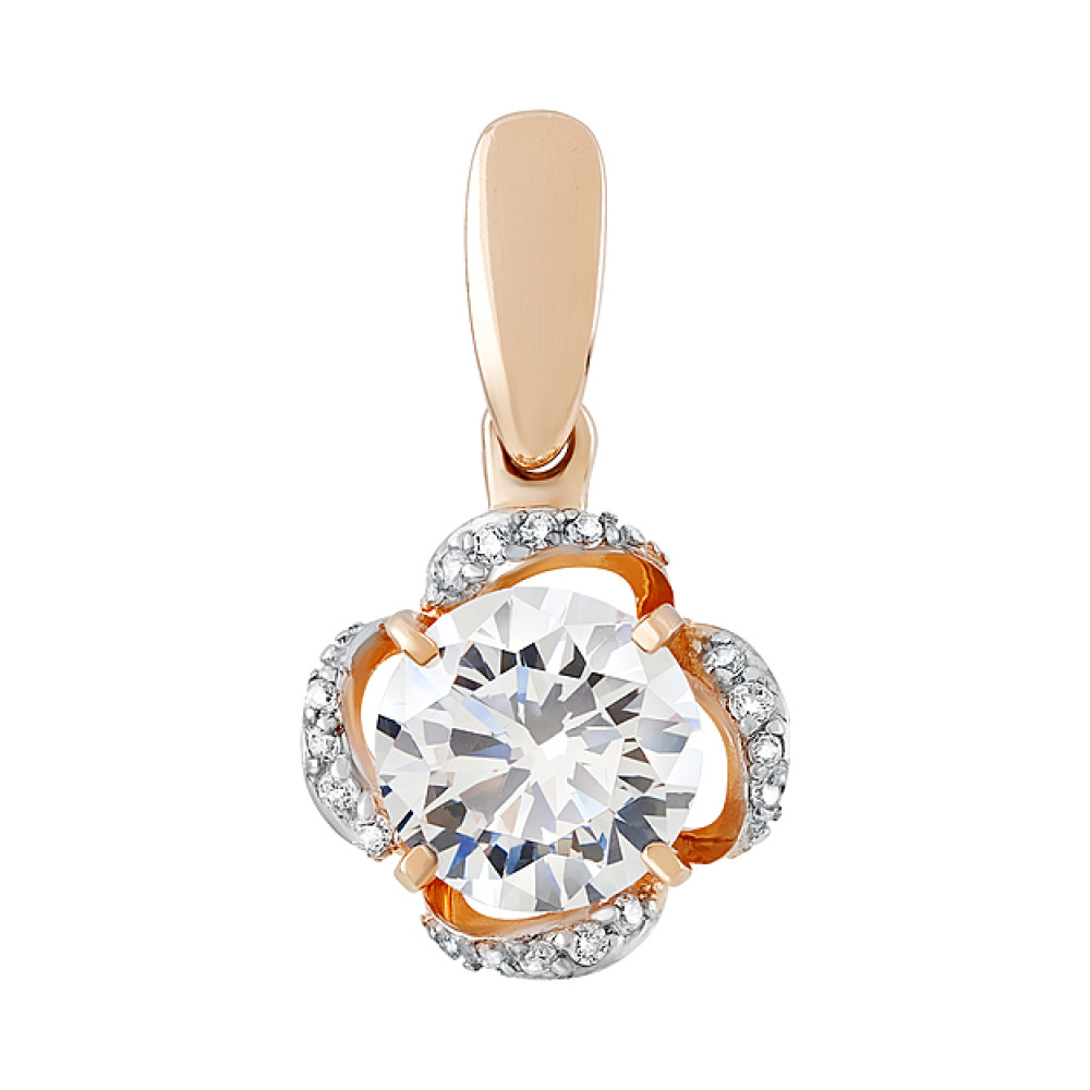 Золотая подвеска с фианитом № 129904