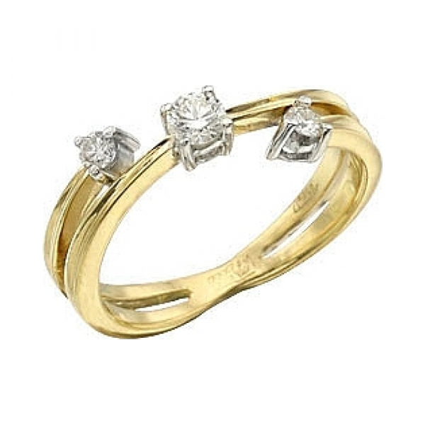 Золотое кольцо с бриллиантом № 114040