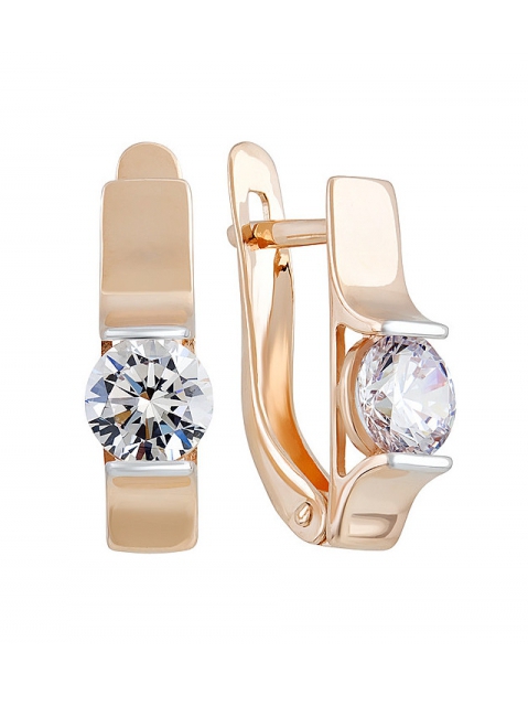 Золотые серьги с фианитом № 131928