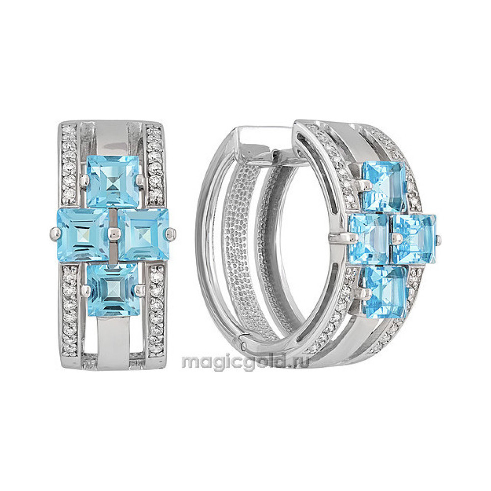 Серебряные серьги с топазом и фианитом № 140120