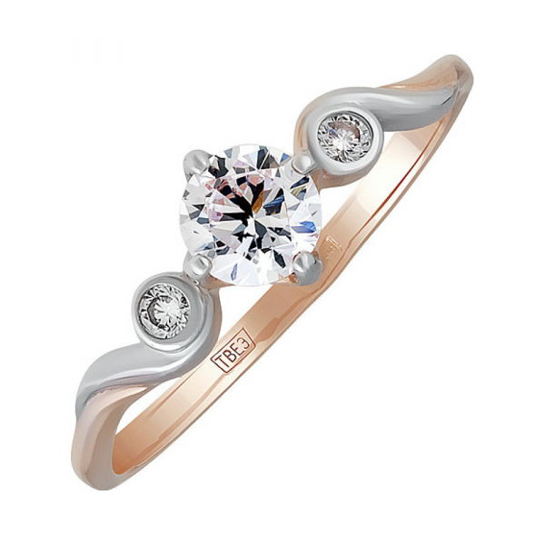 Золотое кольцо с фианитом № 138485