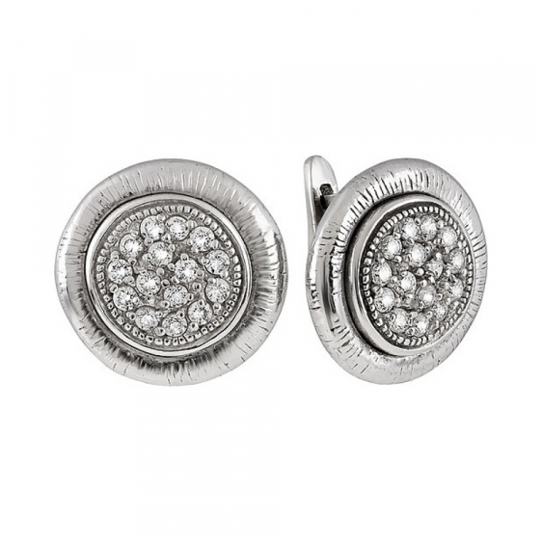 Серебряные серьги с фианитом № 120931