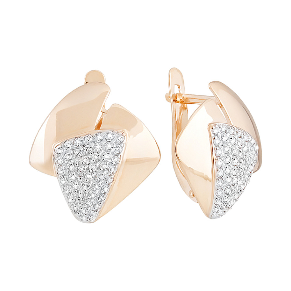 Золотые серьги с фианитом № 129874