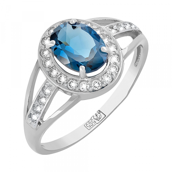 Золотое кольцо с топазом и фианитом № 117597