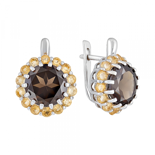 Серебряные серьги с полудрагоценными вставками № 128037