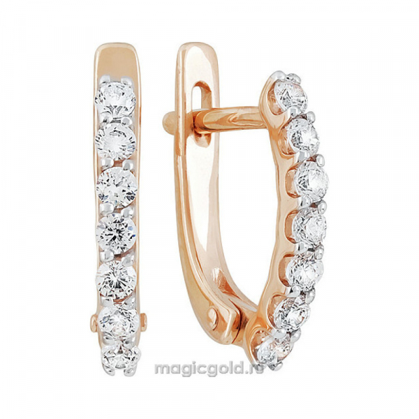 Золотые серьги с фианитом № 139468