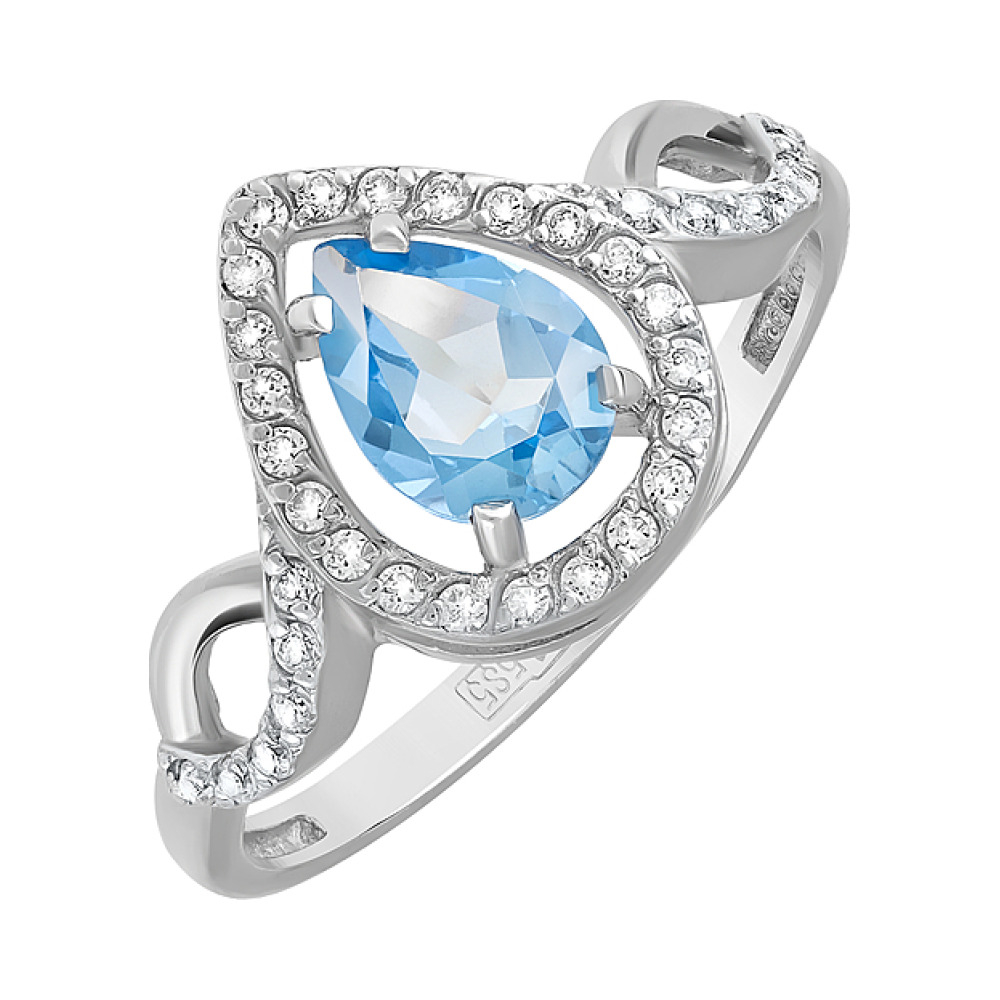 Золотое кольцо с топазом и фианитом № 119926