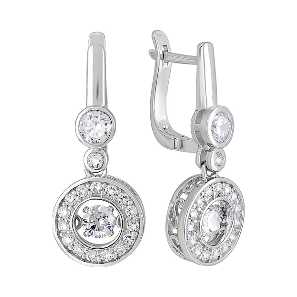 Серебряные серьги с фианитами № 127765