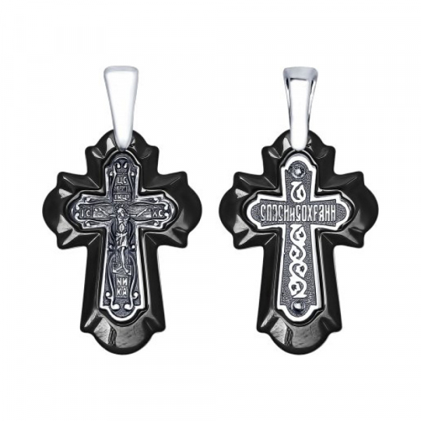 Серебряная подвеска с керамикой и черн родием № 159818