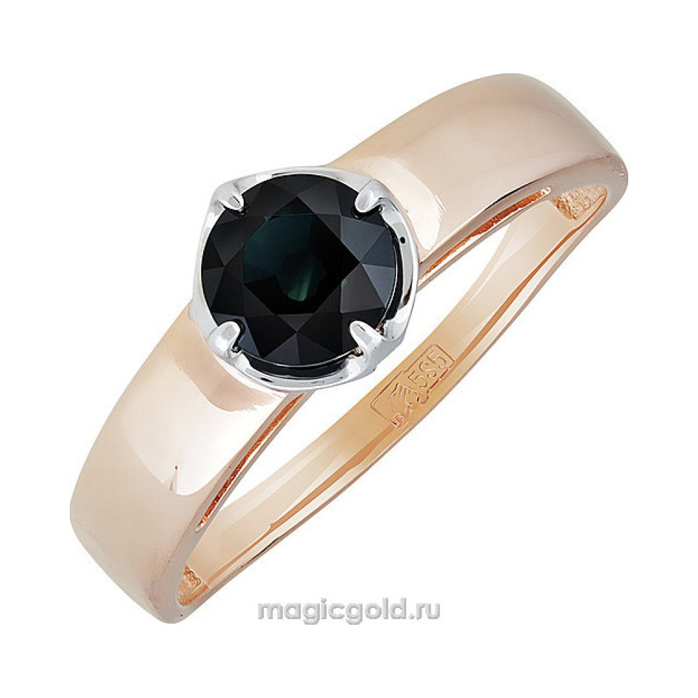 Золотое кольцо с бриллиантом и сапфиром № 140323